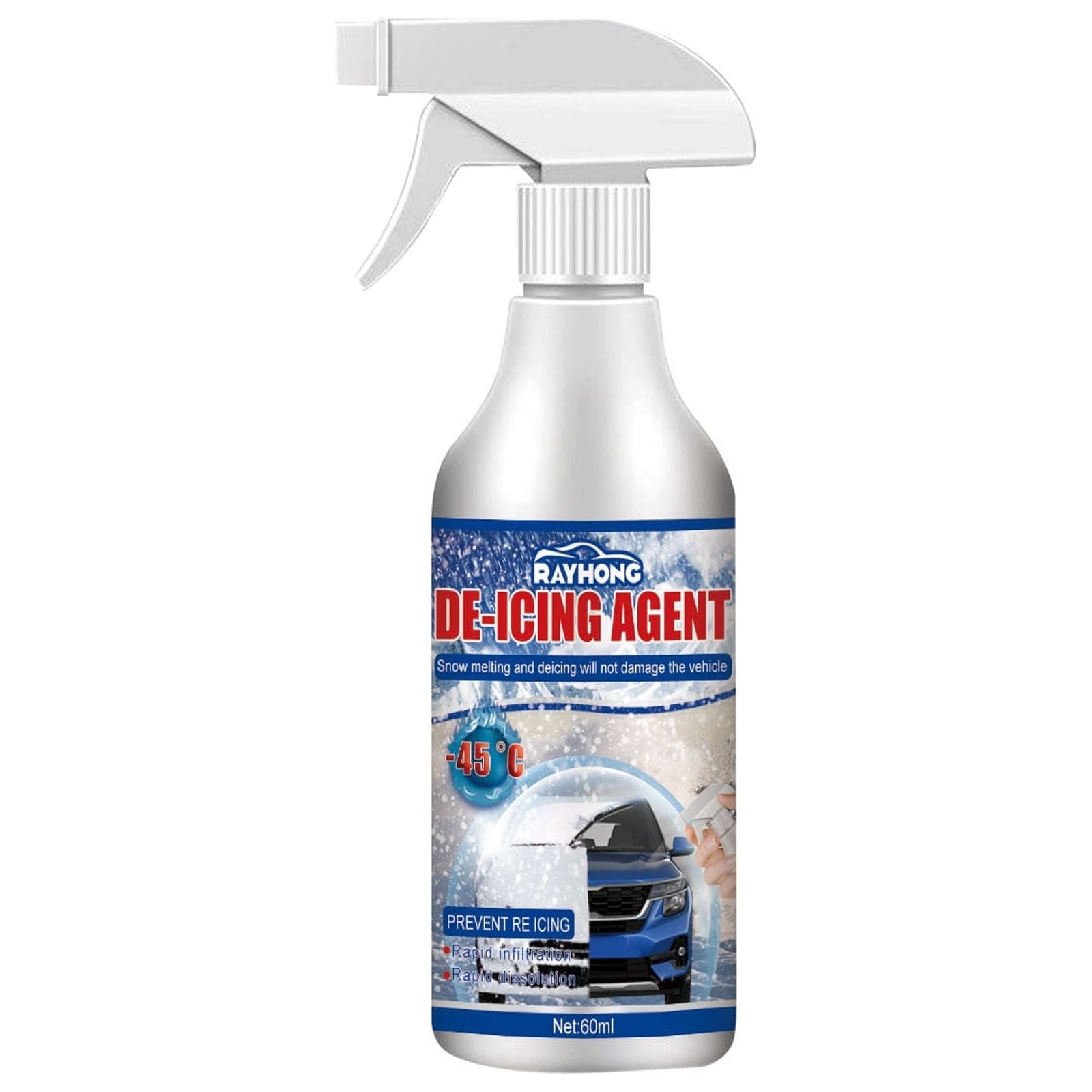 Banghong 60ml Snow Melt Spray De-Icer,Defroster Sprayer Glass De-Icer Ice Melt Antifreeze Snow Melt