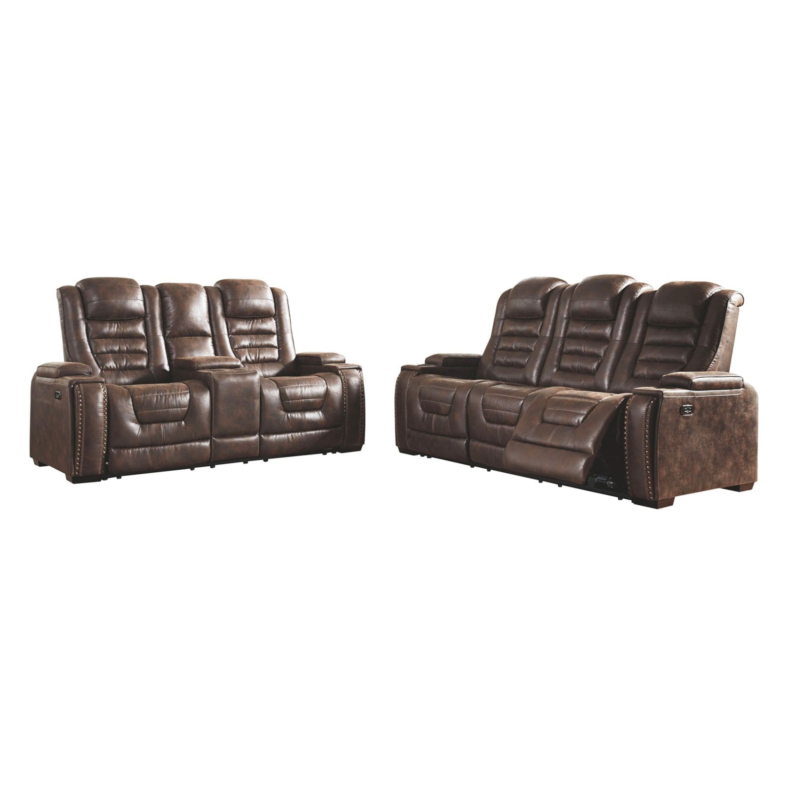 Signature Design by Ashley Game Zone Power Reclining Loveseat with Console and Adjustable Headrest