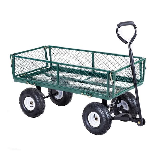 4 cu. ft. Metal Garden Cart Heavy-Duty Garden Utility Cart Wagon Wheelbarrow