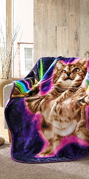 Wild Frontier Galactic Cat Throw Blanket, Purple, Standard Throw