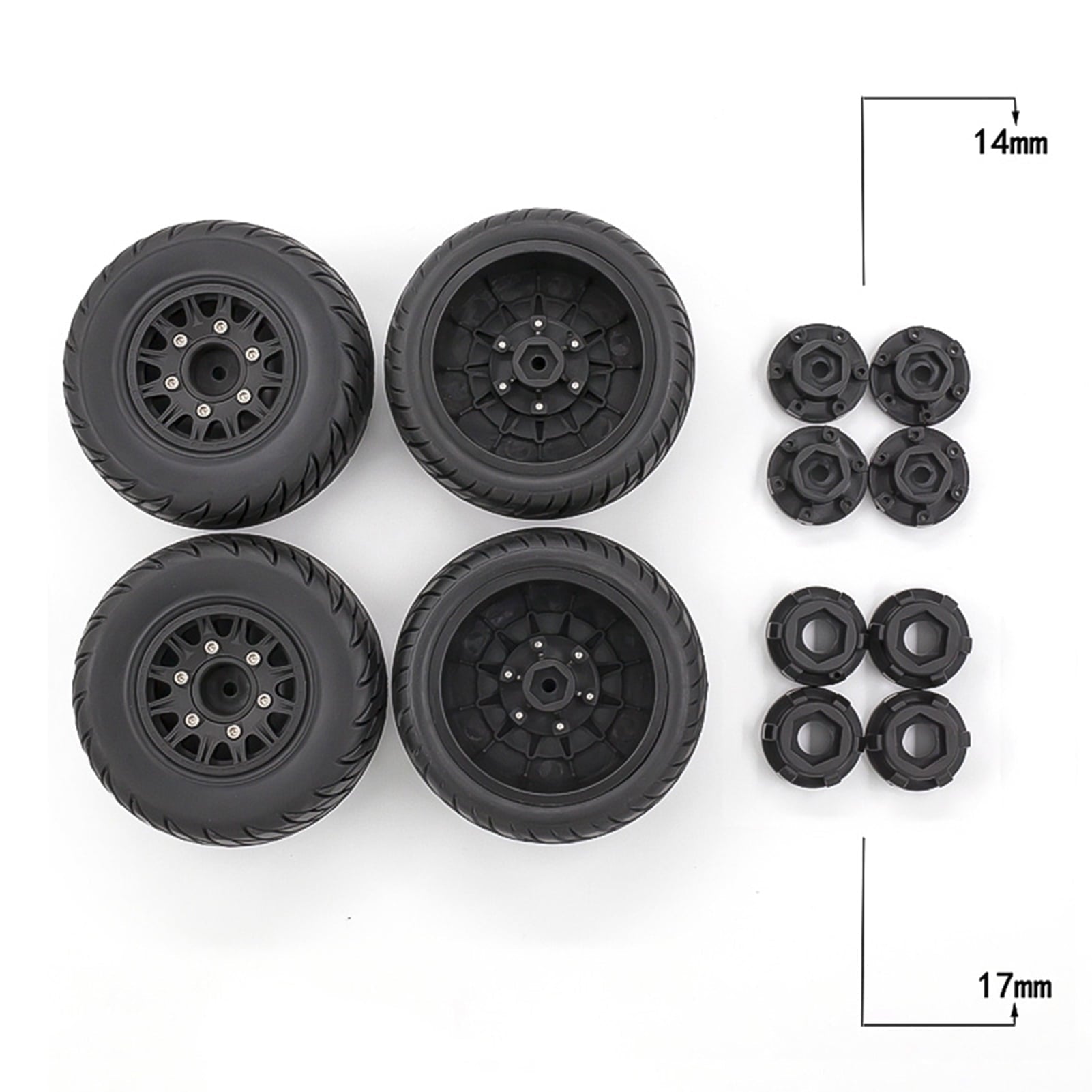 RC Car Tires 4pcs Replacements for 12MM 14MM 17MM ARRMA HSP Tamiya HPI Off-road Vehicle Short Truck