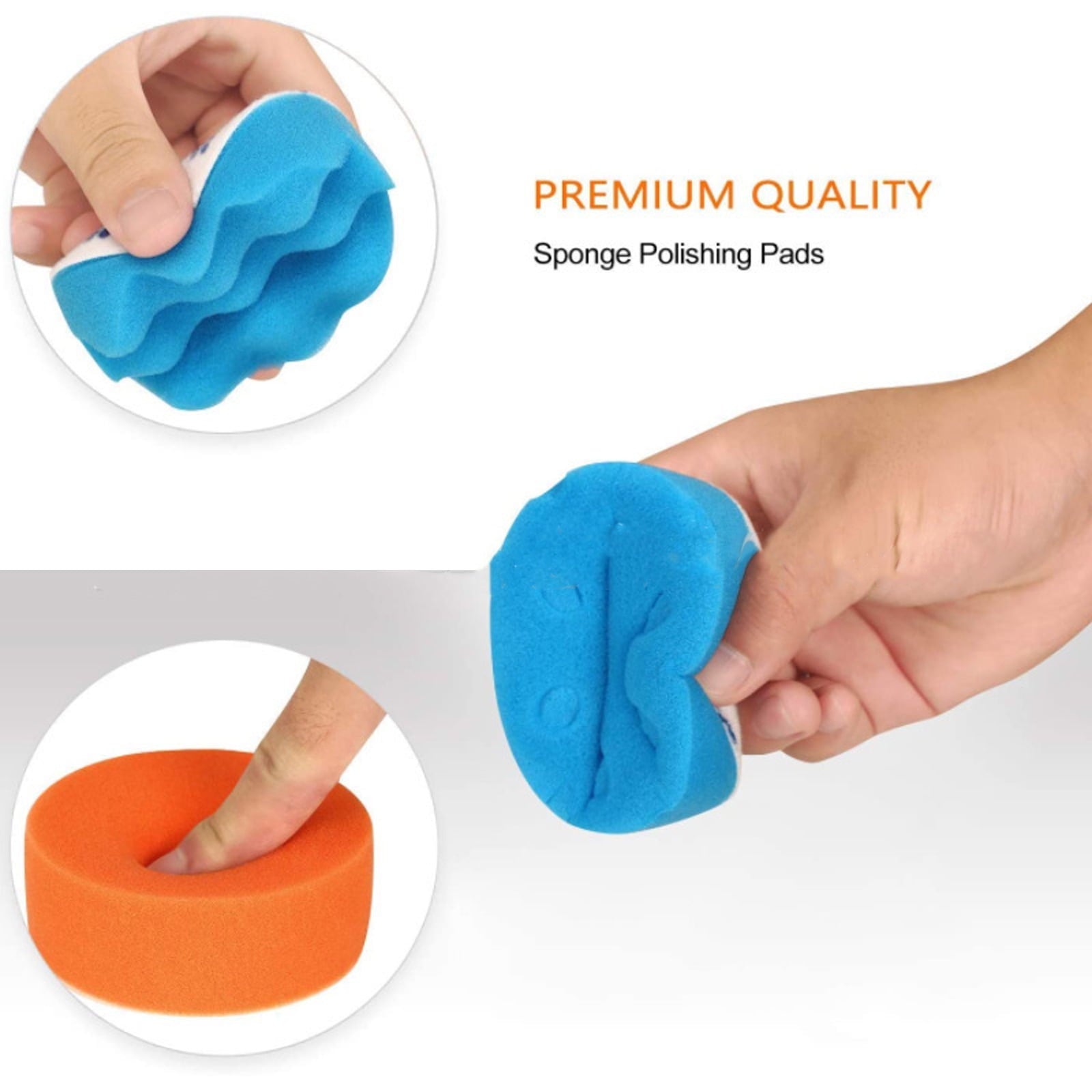 22 PCS Car Foam Drill Polishing Pad Kit, include 16 detailing sponges, 2 wool buffer pads, 2 drill adapters and suction cups, ideal for car sanding, polishing