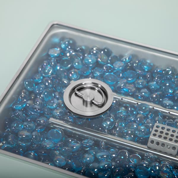 Mace 44 in. White Modern Wicker 55,000 BTU Propane Patio Fire Pit Table with Lid and Fire Glass