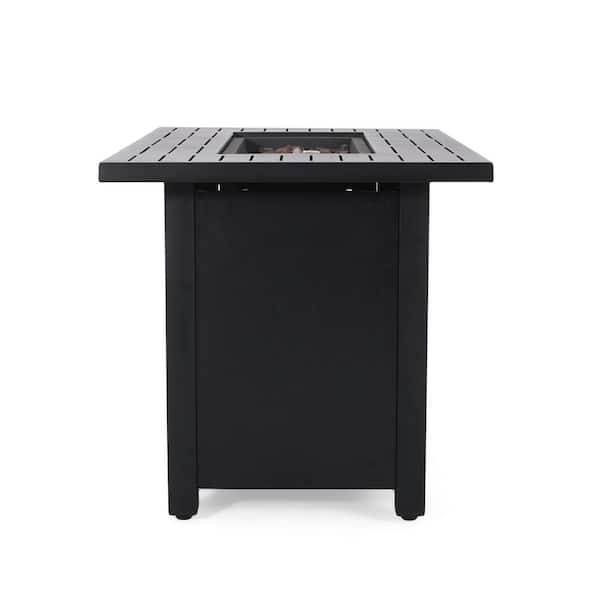 Haraldson Black Rectangular Metal Fire Pit