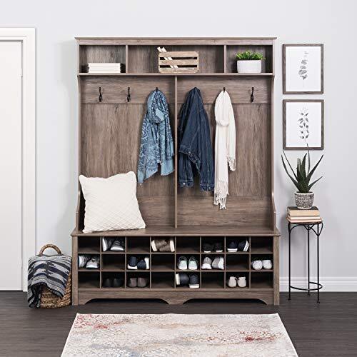 60" 24 Shoe Cubbies Wide Hall Tree Drifted Gr