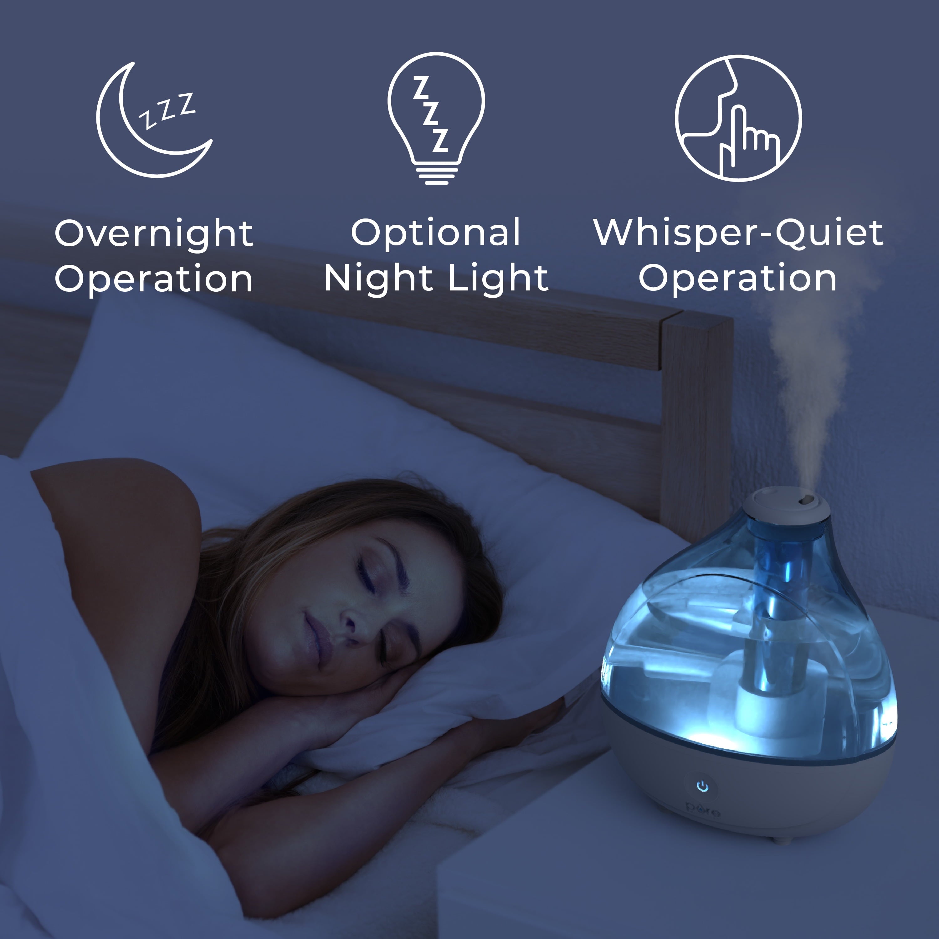 Pure Enrichment MistAire Ultrasonic Cool Mist Humidifier - Quiet Air Humidifier That Lasts Up To 25 Hours, 360° Rotation Nozzle, Auto Shut-Off, Night Light