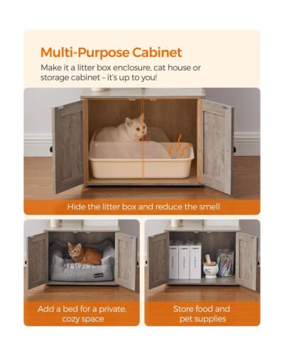 Feandrea WoodyWonders Cat Tree with Litter Box Furniture Hidden Enclosure, 2-...