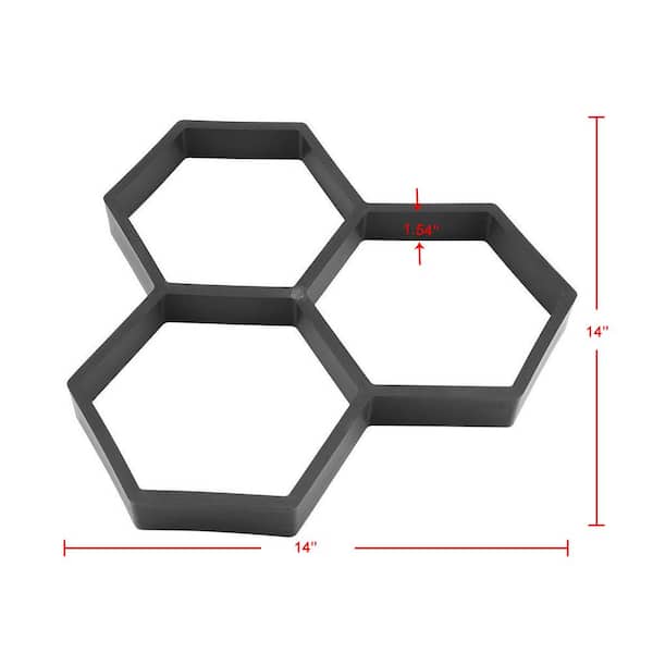14 in. x 14 in. Black Plastic Paver Mold Reusable Concrete Stepping Stone Paver Walk Way Mold for Patio, Lawn & Garden