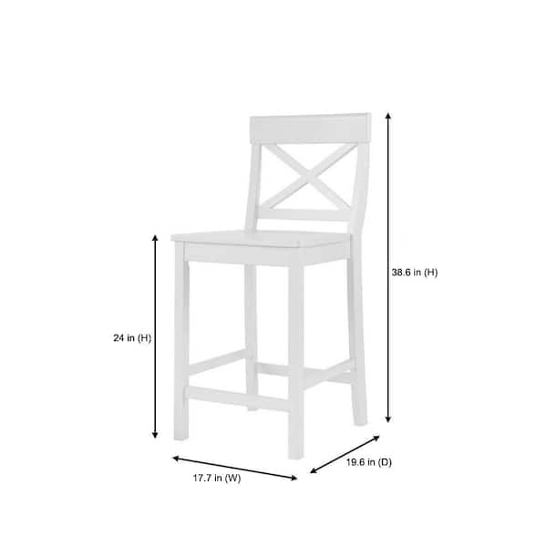 Cedarville White Wood Counter Stools with Cross Back (Set of 2)