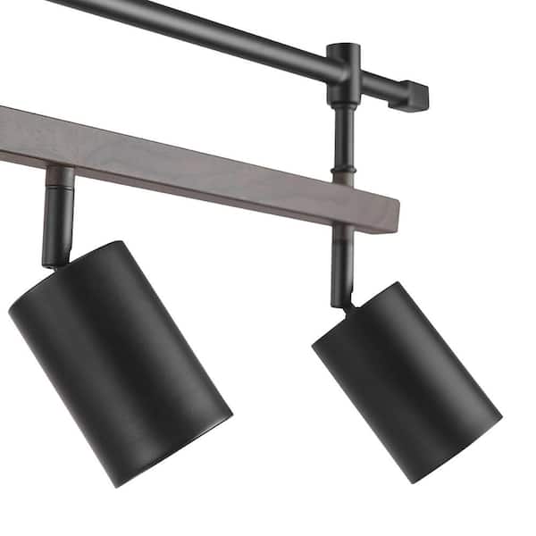 Nashville 2.58 ft. 4-Light Matte Black Linear Track Lighting Kit with Faux Wood Accent Bar