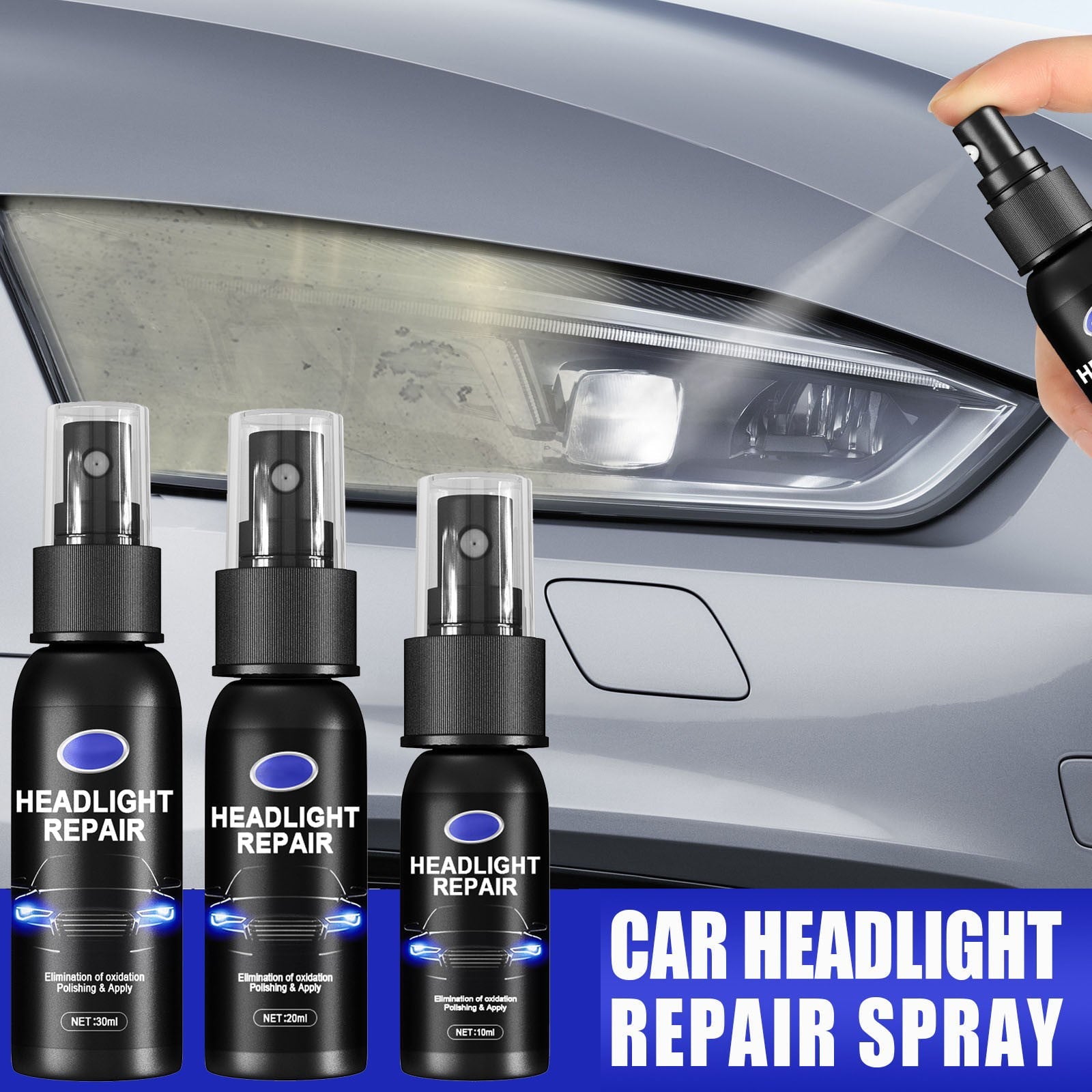 CLZOUD Car Care Repair 1 Bottle of Headlight Spray Car Headlight Scratch Agent Polishing Lampshade Headlight Kit Liquid Polish Renewals 30ml
