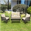 Superjoe Outdoor Furniture Sets 4 Pcs Patio Wicker Conversation Set Rattan Sofa with Coffee Table and Cushions, Gary