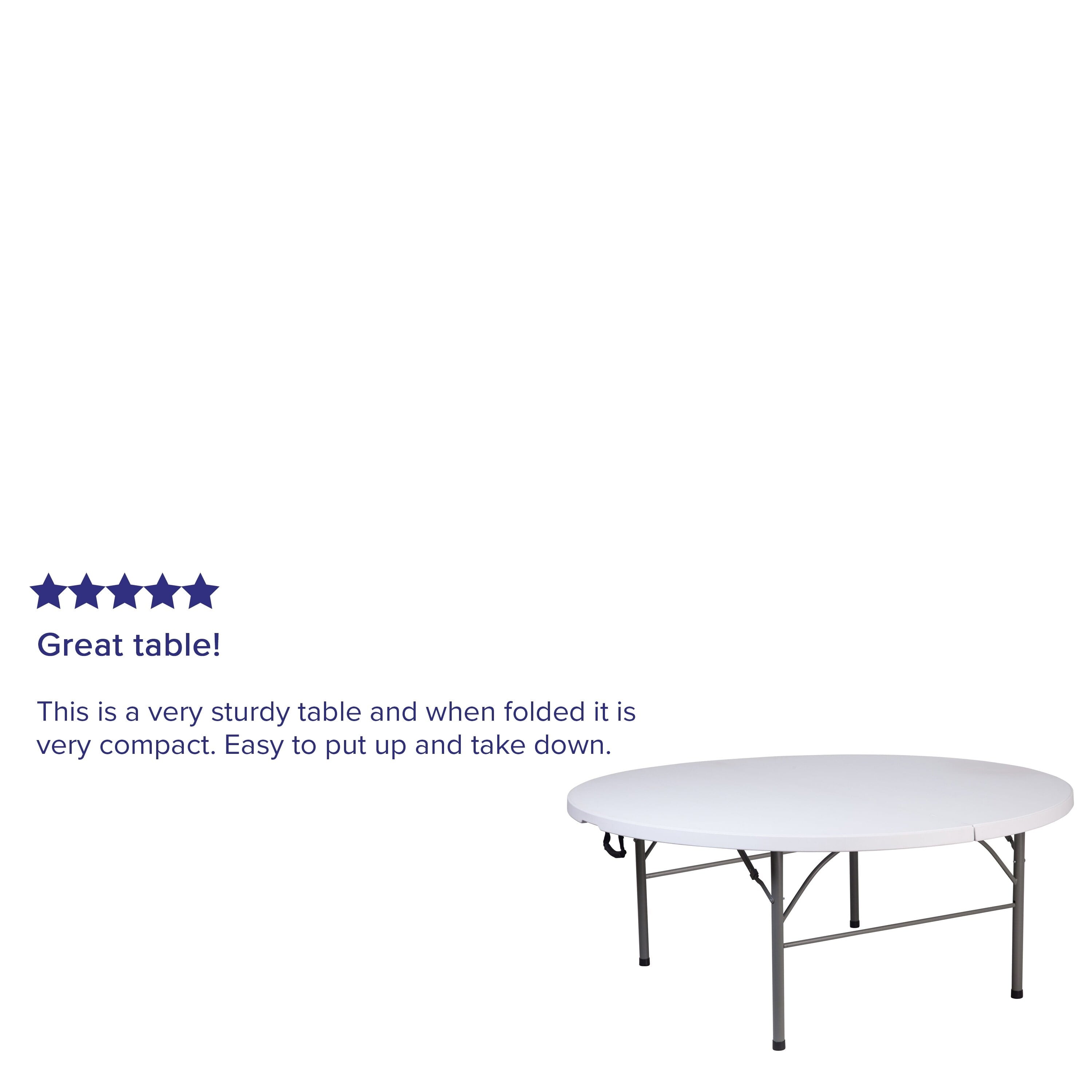 Lancaster Home 5.89-Foot Round Bi-Fold Plastic Banquet Folding Table with Handle