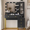 Vanity Desk with LED Lighted Mirror, Makeup Desk with 5 Storage Drawers & 6 Shelves, Vanity Table with Charging Station, Modern Dressing Table with 3 Color Lighting Options, White