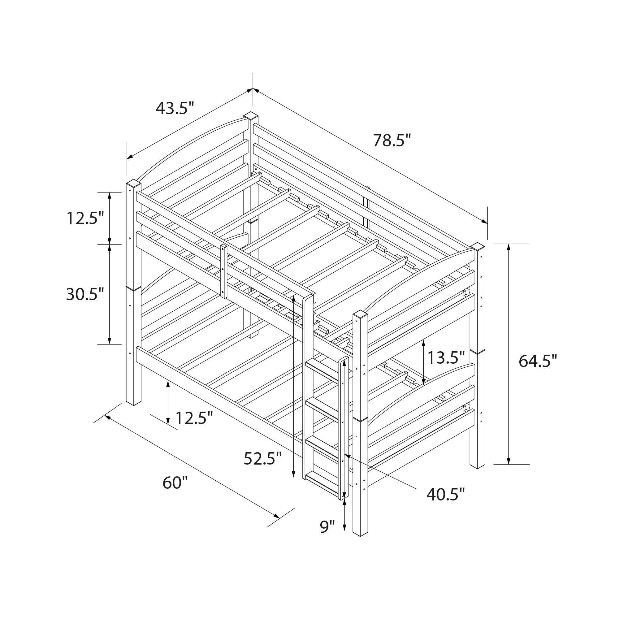 Better Homes & Gardens Leighton Solid Wood Twin-over-Twin Convertible Bunk Bed, Sage Green