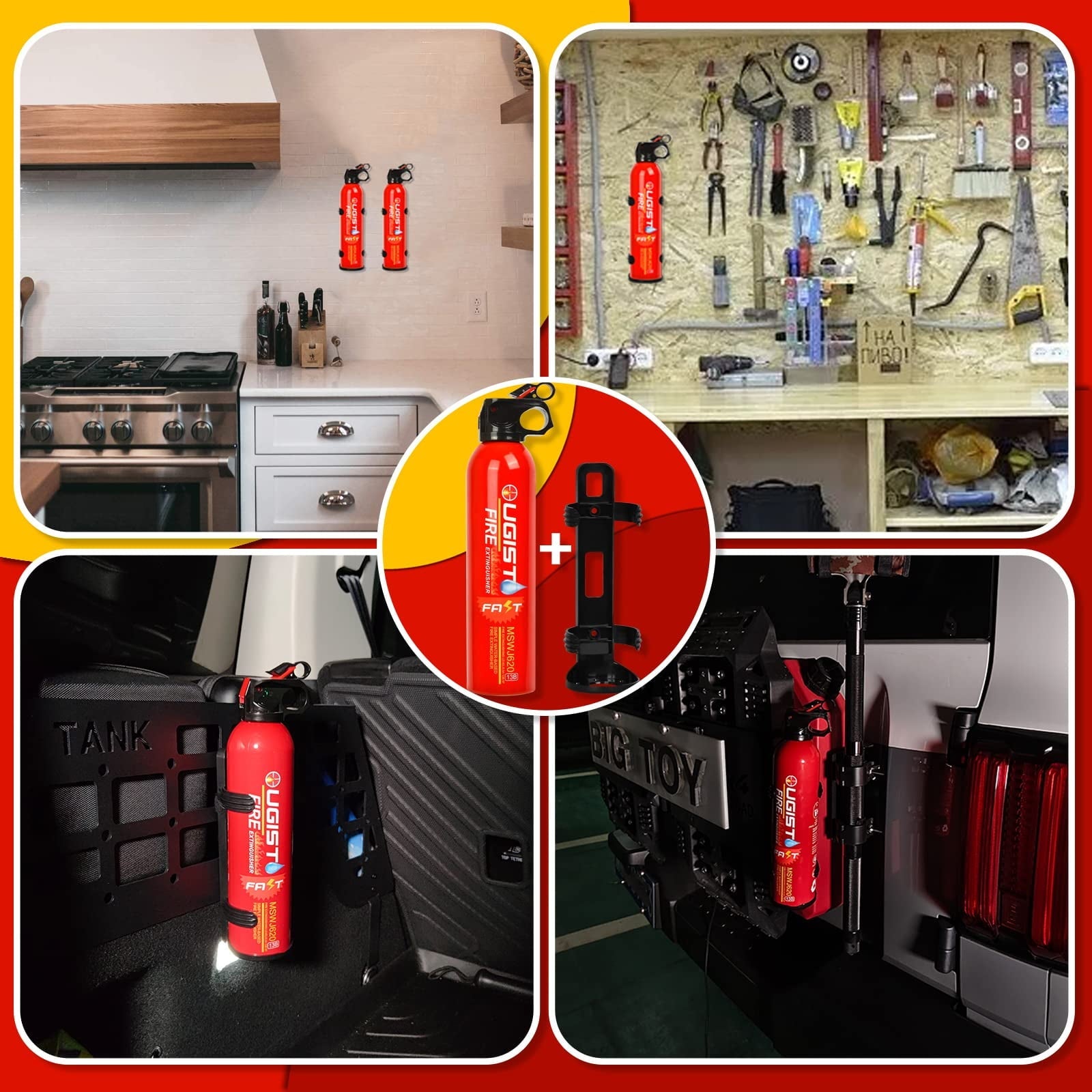 Ougist Fire Extinguisher for House,This Special Water-Based Fire Extinguisher Can Be Used in Cold Environments,Prevents Combustibles From Burning Again and is Easy to Clean After Use.