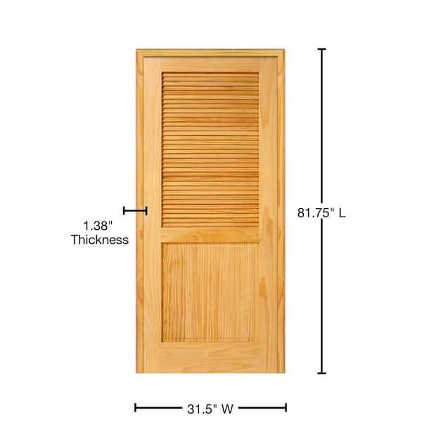 30 in. x 80 in. Half Louver 1-Panel Unfinished Pine Wood Left Hand Single Prehung Interior Door