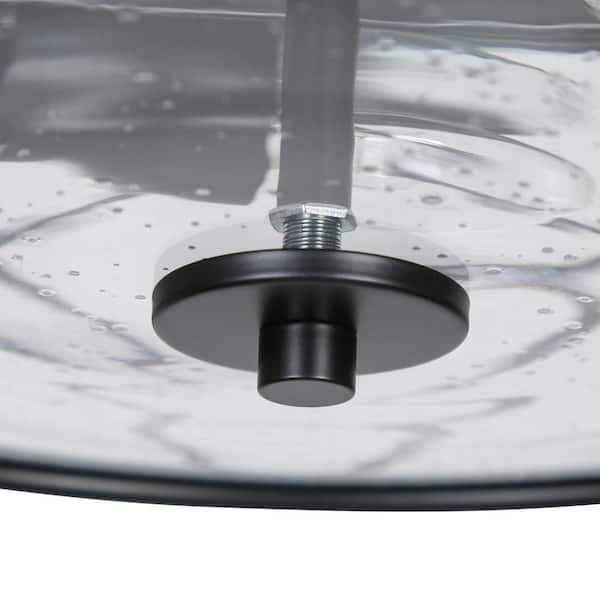 13 in. 3-Light Black Modern Farmhouse Foyer Flush Mount Ceiling Light with Clear Seeded Glass Shade and Cage Frame