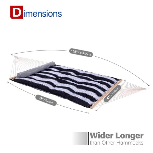 80 in. x 55 in. Extra Padded Reversible Quilted Hammock in Navy/Grey