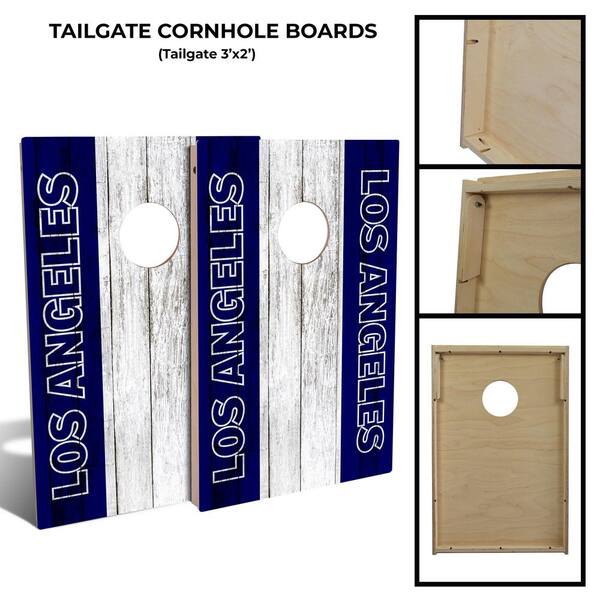 Los Angeles Blue White Football Cornhole Board Set (Includes 8 Bags)