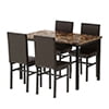 Paproos 5 Piece Dining Table Set, Dining Room Table Set with Marble Top and Faux Leather Upholstery Chairs, Modern Dinette Sets for Breakfast Nook, Compact Kitchen Table and Chairs Set, Brown
