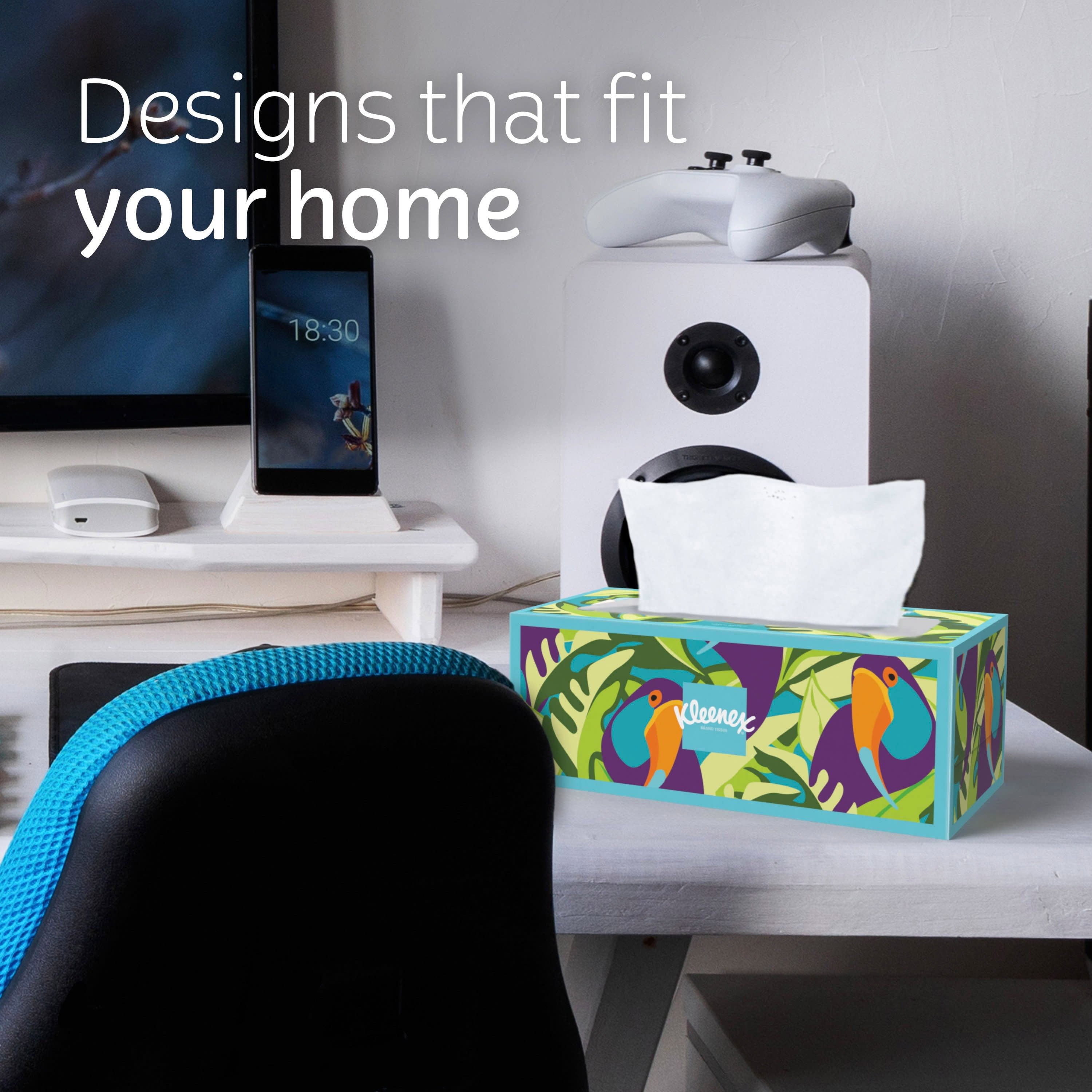 Kleenex Ultra Soft Facial Tissues, 2 Flat Boxes, 120 White Tissues per Box, 3-Ply