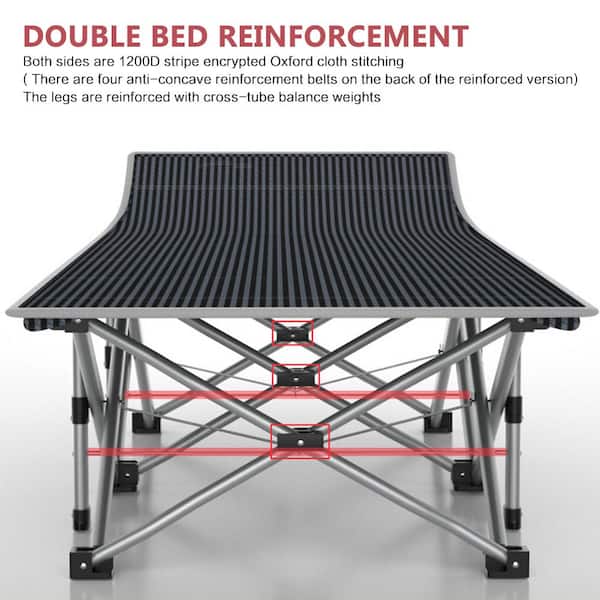 Double Layer Oxford Strong Heavy-Duty Wide Sleeping Cots with Pearl Cotton Pad and Carry Bag for Camp Office Use