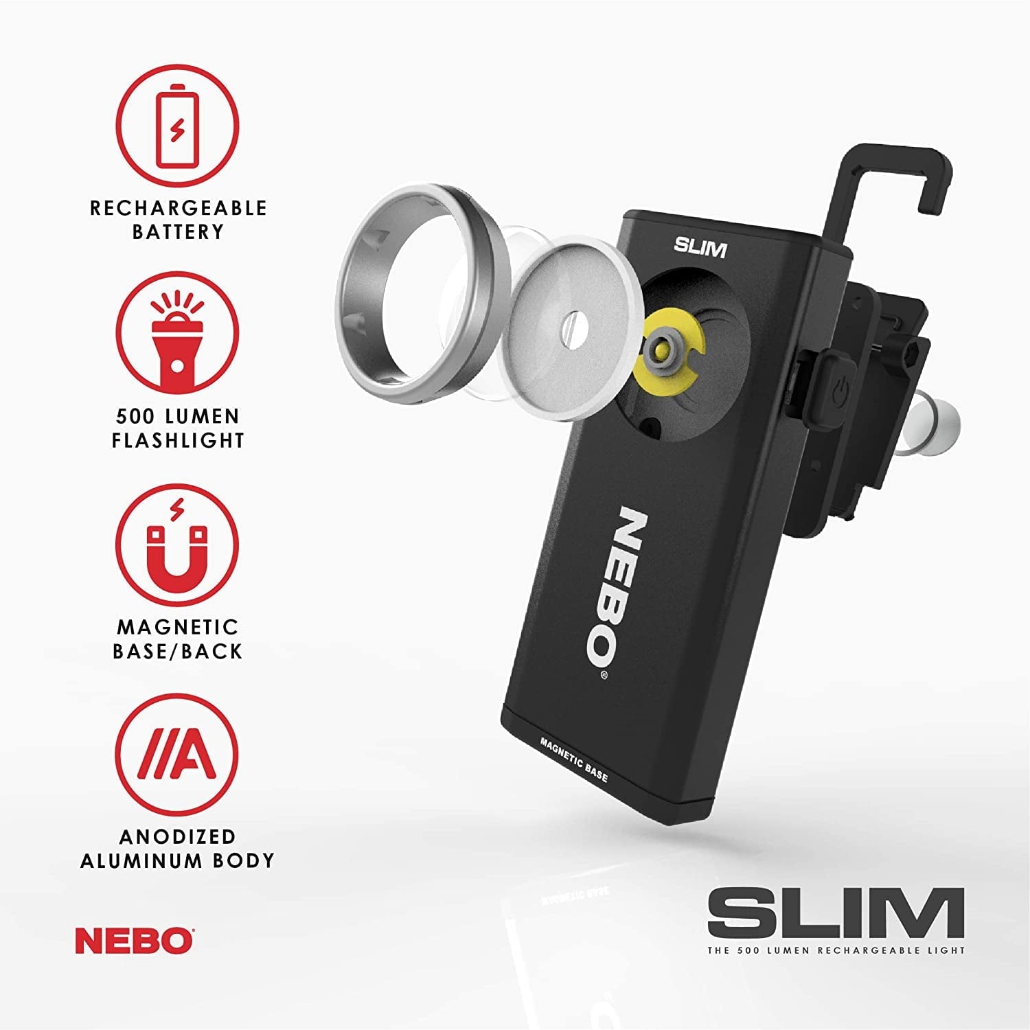 NEBO Slim Work Light, USB Rechargeable Bright Pocket Light with Clip