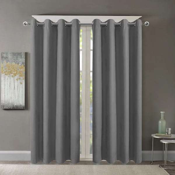 Gray 34 in. W x 45 in. L Grommet Top Blackout Curtain with Room Darkening Noise Reducing,1 panel