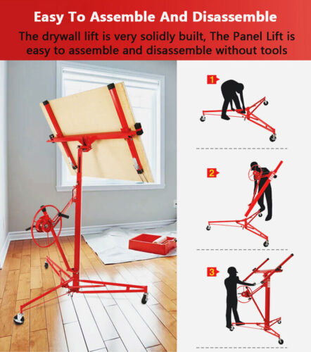 11FT Drywall Lifter Panel Hoist Rolling Caster Construction With Lockable Wheels