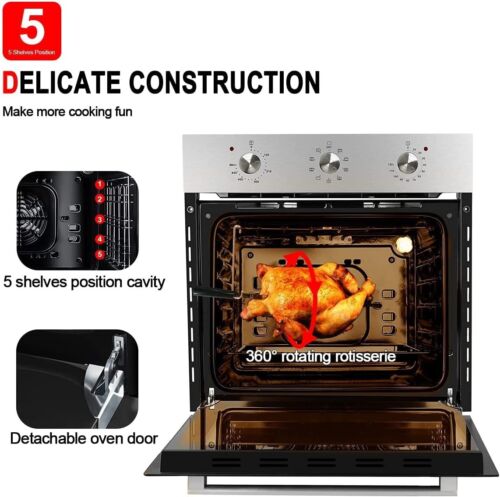 Gasland Chef 24" Built-in Wall Oven Electric Single Grill Roast Bake Rotisserie