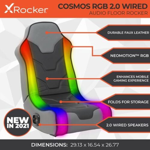 Floor Rocker Gaming Chair RGB LED Mounted Speakers Home Video Entertainment Seat