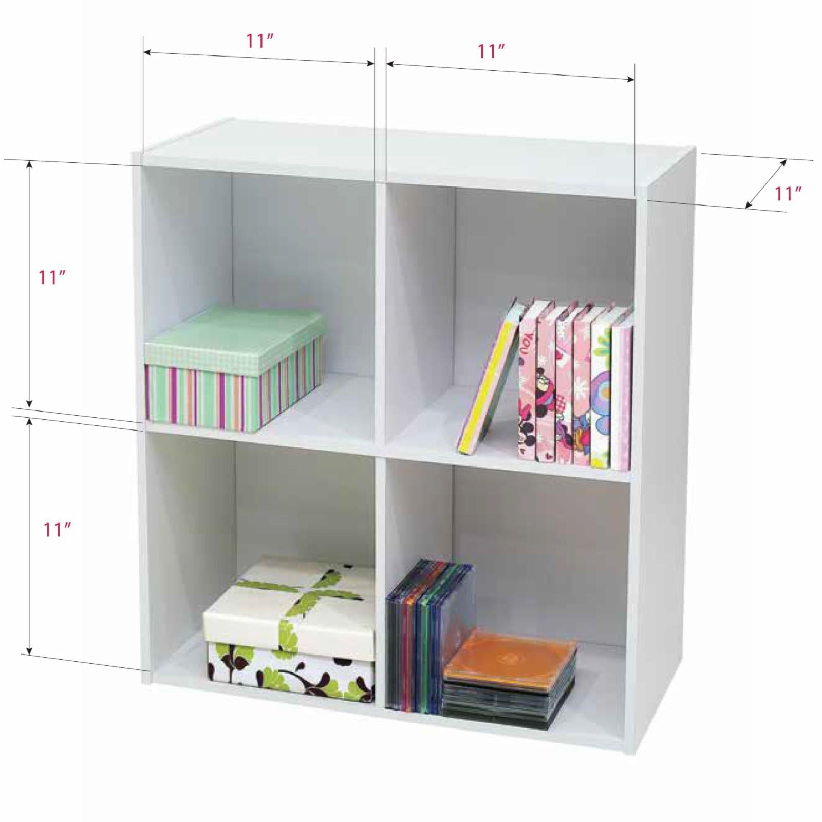 K&B Furniture White Wood 4 Cube Bookcase