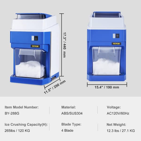 4240 oz. Commercial Ice Shaver Crusher 265 lbs./H Electric Snow Cone Machine 300-Watt Tabletop Shaved Ice Machine