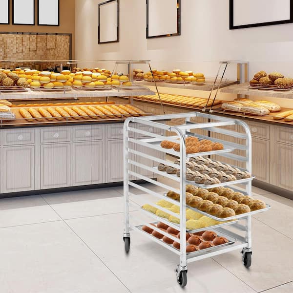 Aluminum 10 Sheet Bun and Sheet Pan Rack with Rolling Casters