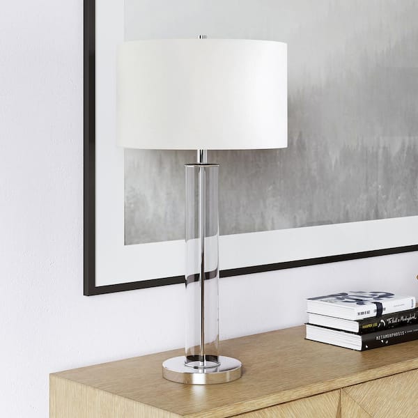 Harlow 29 in. Brass and Clear Glass Table Lamp