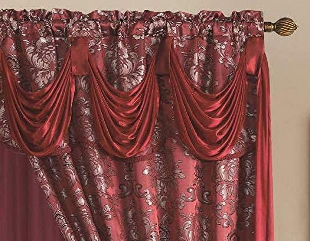SHAKLINEN Window Curtains 2 Panel Set Luxury Burgundy with Valance, Sheer, Backing Size 112