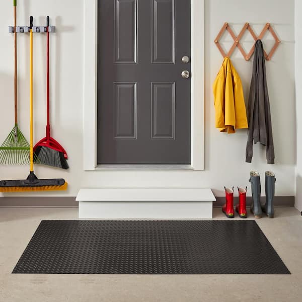 Black 3 ft. W x 6 ft. L Diamond Vinyl Fitness Equipment and Utility Mat (18 sq. ft.)