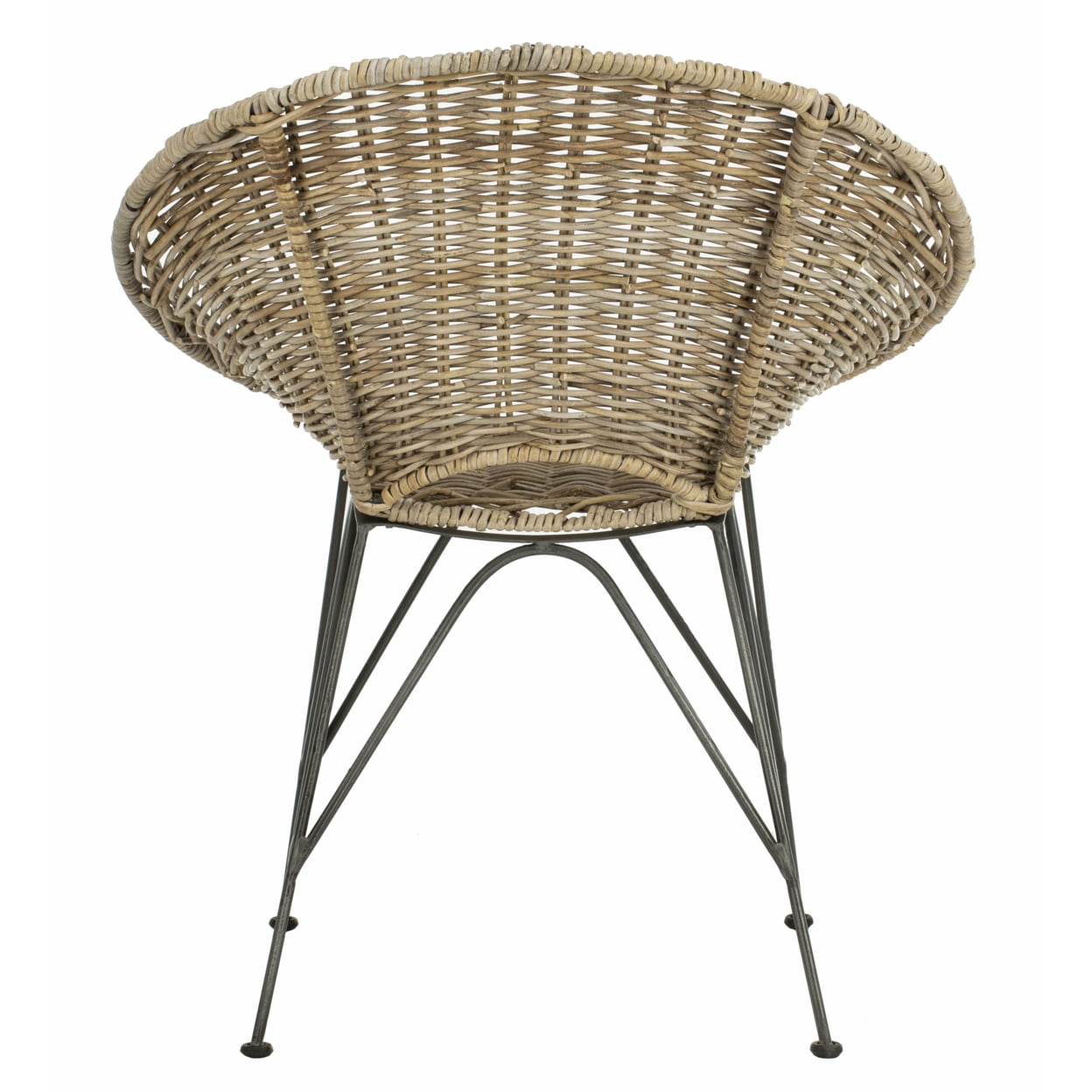 SAFAVIEH Sierra Rattan Mid-Century Nautical Accent Chair, Grey Wash/Dark Steel
