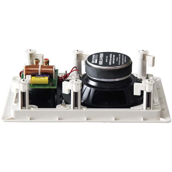 150W 6.5 in. Weather-Resistant In-Wall Speakers with Pivoting Tweeters- Metal and Cloth Grills