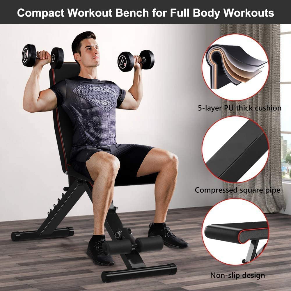 Weight Bench Flat Weight Bench,Soft Leather Adjustable Weight Bench