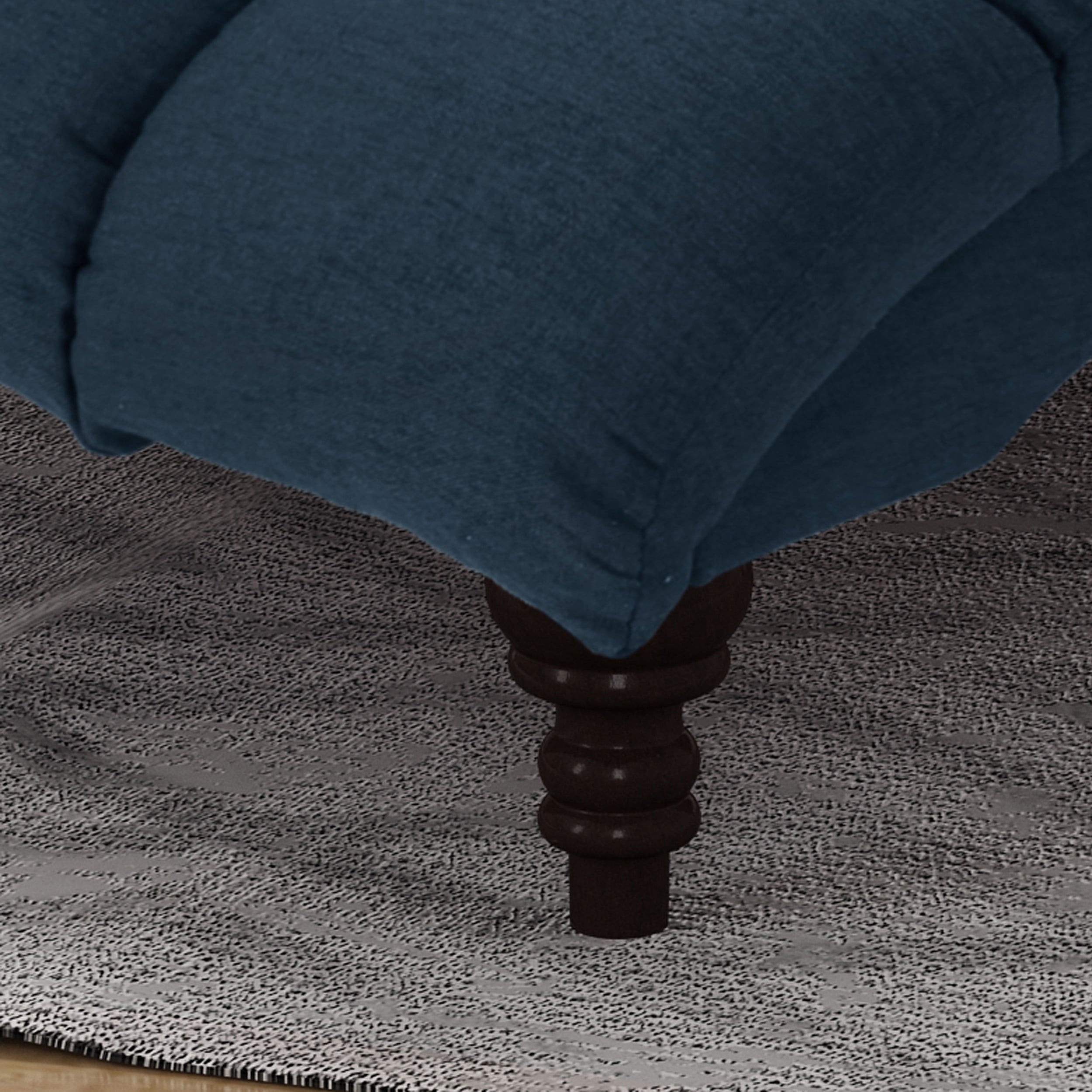 Olympia Traditional Tufted Fabric Double Chaise, Navy Blue