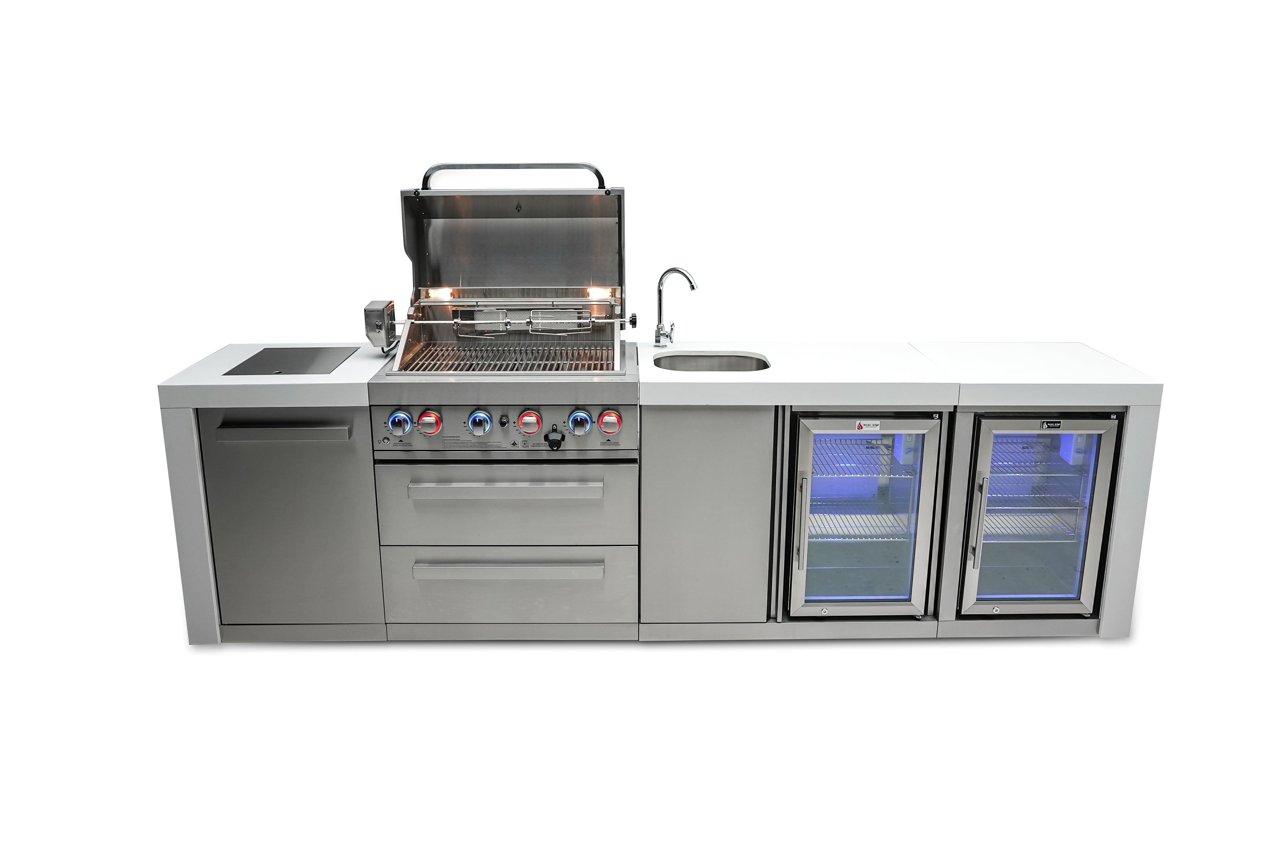 Mont Alpi 400 Grill Deluxe Island with Beverage Center and Fridge Cabinets