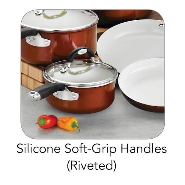 Style Ceramica 10-Piece Aluminum Ceramic Nonstick Cookware Set in Metallic Copper