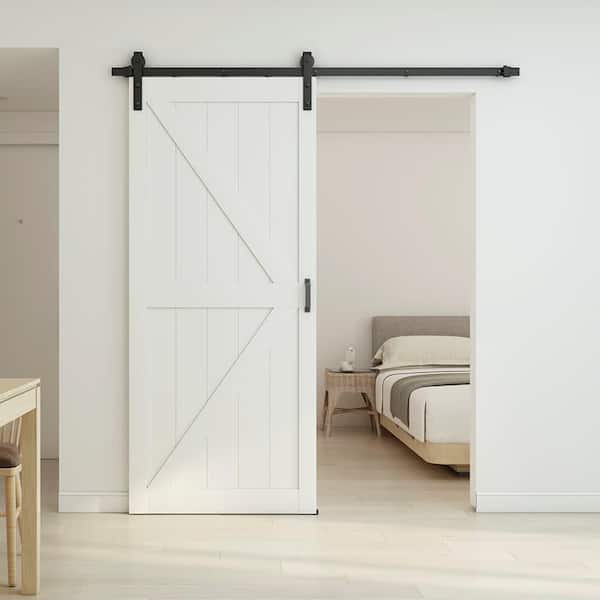 36 in. x 84 in. White PVC Film Finished Solid Core Wood Barn Door Slab, Hardware Kit Not Include