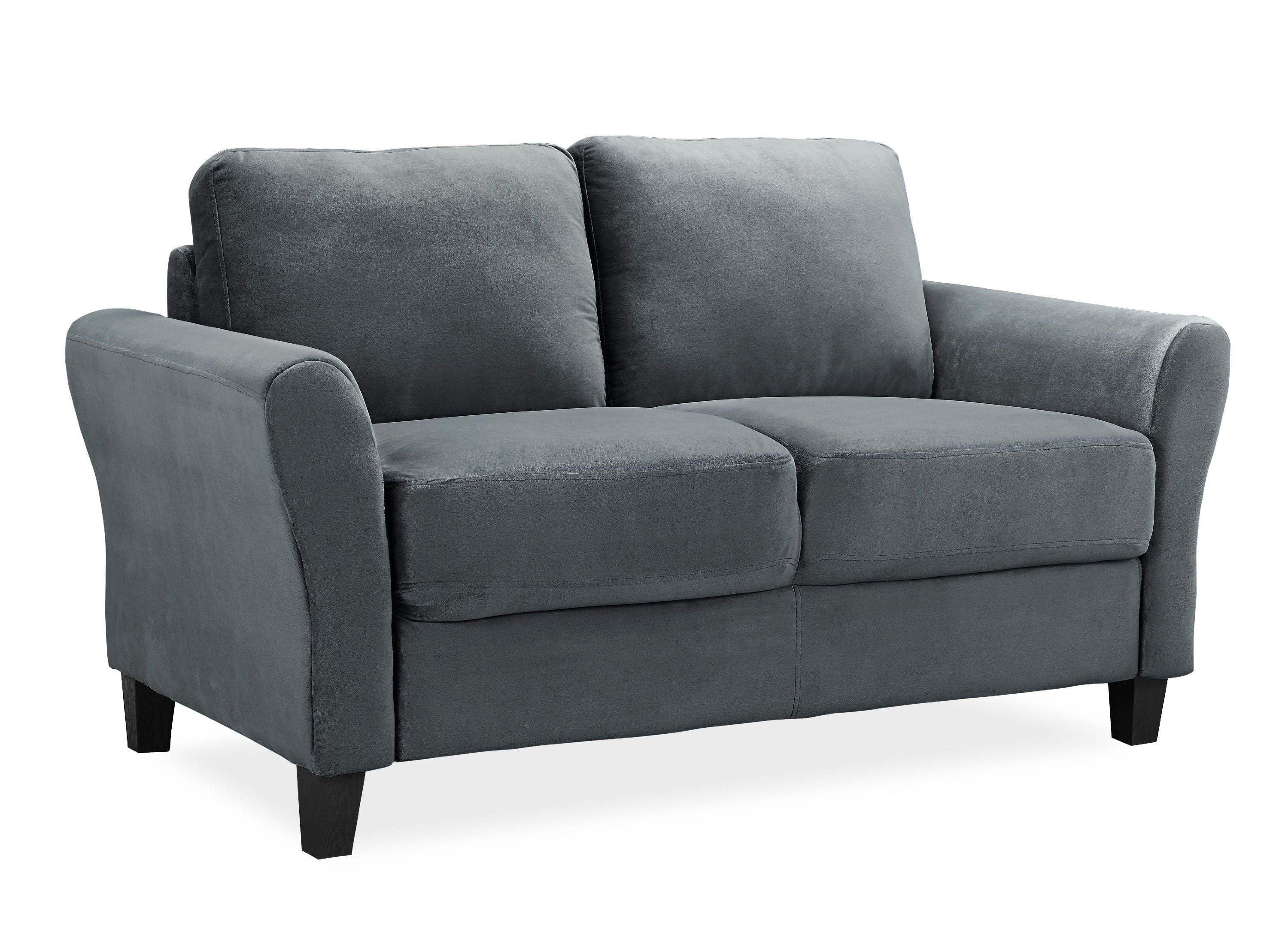 Lifestyle Solutions Alexa Loveseat with Rolled Arms, Gray Fabric