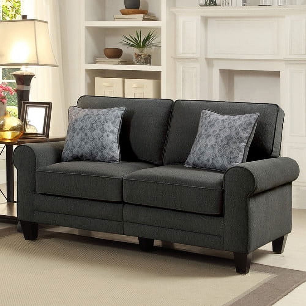 Serta Copenhagen Traditional Rolled Arm 61-inch Loveseat, Gray Fabric