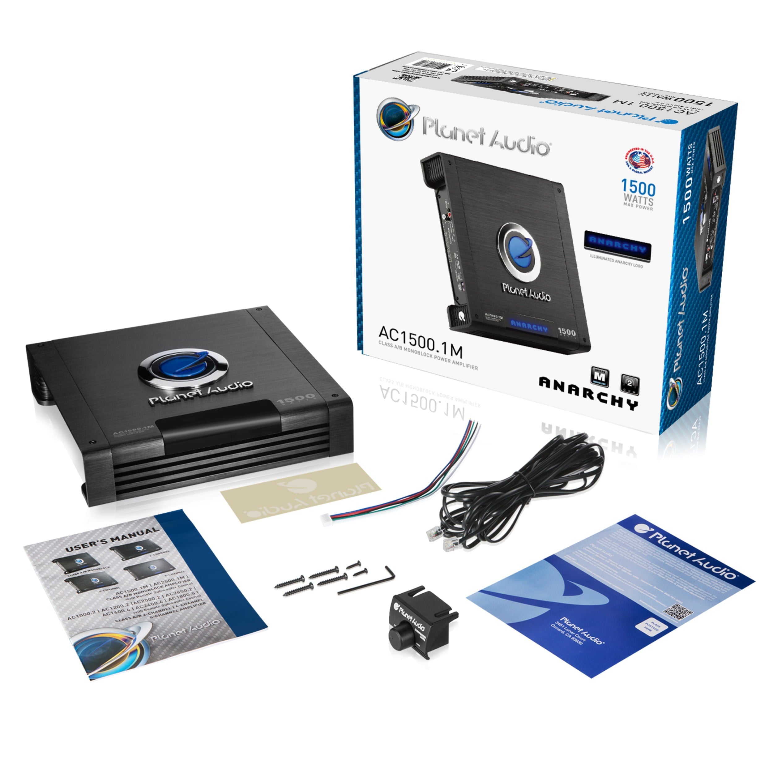 Planet Audio AC15001M 1500 Watt Monoblock A/B Car Audio Amplifier with Remote