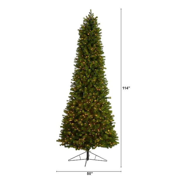 9.5 ft. Slim Colorado Mountain Spruce Artificial Christmas Tree w/Warm White Micro LED Lights & 2528 Bendable Branches