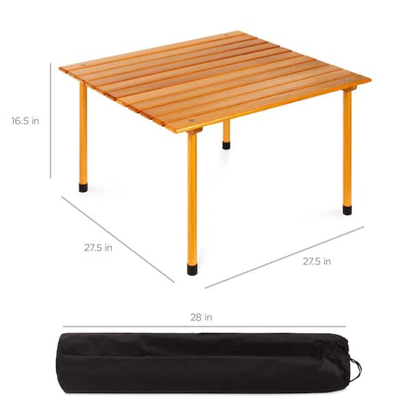 28 in. x 28 in. Foldable Wood Square Picnic Table with Carrying Case